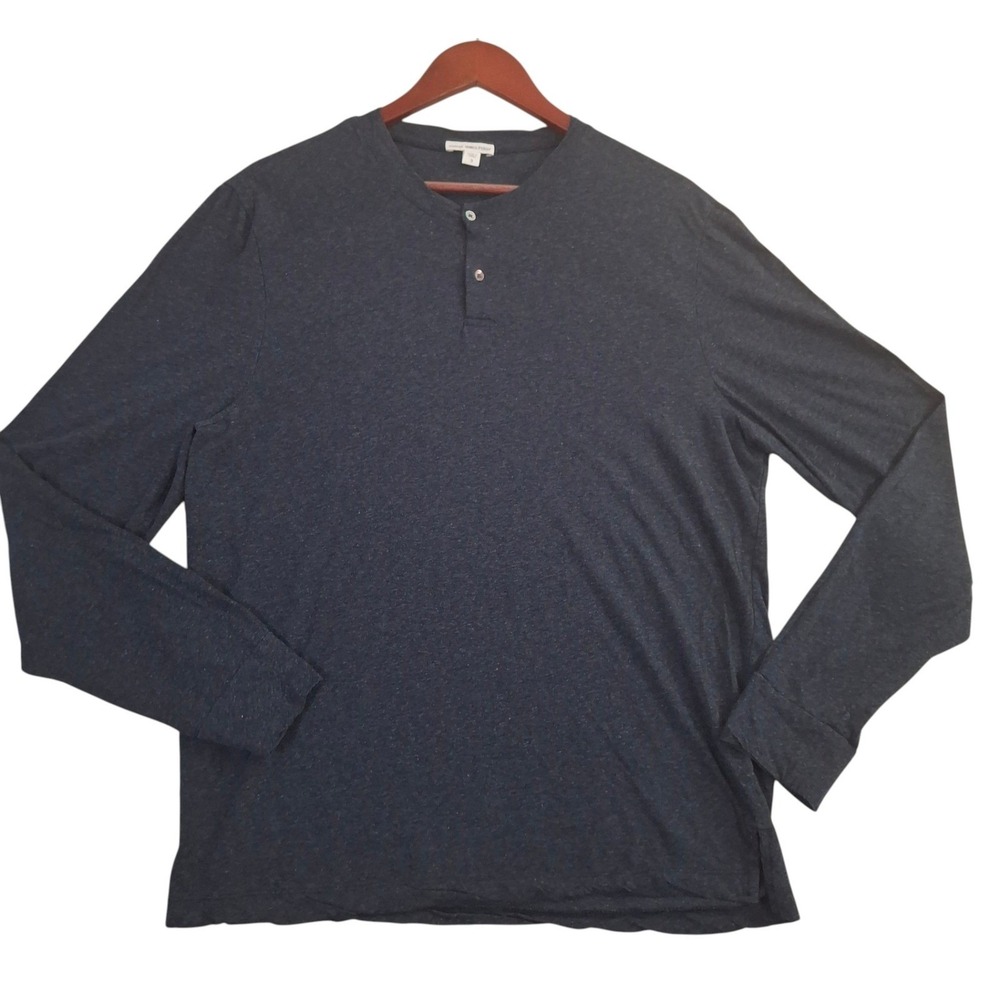 James Perse Standard Henley Shirt Mens Size 3 Charcoal Grey Long Sleeve